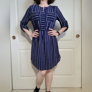 Monteau Nautical Blue and White Striped Dress